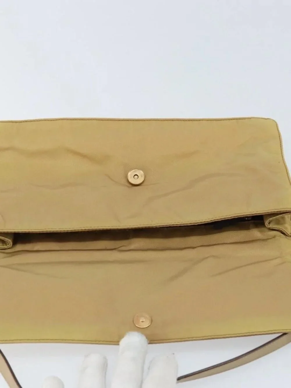 PRADA Shoulder Bag Nylon Beige Gold - Picture 10 of 16